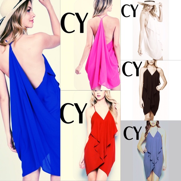 NEW CY SEXY Red Ruffle Drape TUNIC DRESS SM - Picture 4 of 7